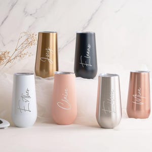 Personalisierte 6 Unzen Brautjungfer Champagnerflöte Becher, Brautjungfer Vorschlag Geschenk, Geschenk für sie, Insulierte Becher Junggesellenabschied Bild 2