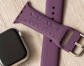 Personalized Silicone Watch Band  Gift for Mom, Custom Engraved Watch Band , Monogram Watch Band , Personalized Birthday