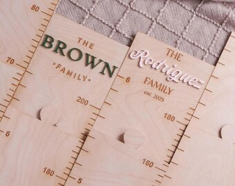 Custom Name Family Growth Chart, Engraved Wood Height Ruler Milestone Tracker [N]