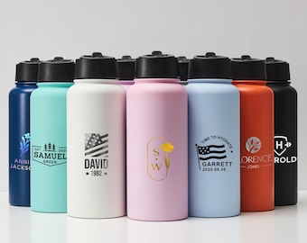 Water Bottle, Engraved Water Bottle 32oz, Sports Bottle, Custom Logo Bottle, Double Wall Stainless Steel, Promotional Gift