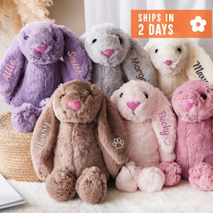 Coniglietto personalizzato con monogramma, regalo di Pasqua per neonati, coniglietto ricamato personalizzato, morbido peluche, regalo per neonati, regalo per bambini [W]