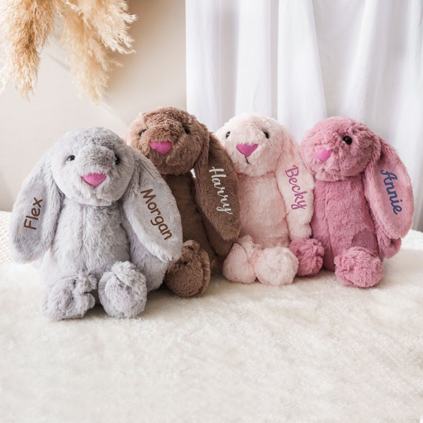 Custom Plush Bunny Rabbit | Monogram Easter Bunny Toy | Baby Shower Gifts | Newborn Gift | Stuffed Bunny Doll | Kids Gift | Toddlers Gift