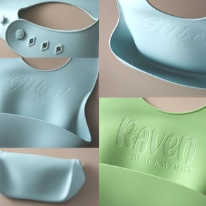 Engraved Silicone Baby Bib Baby Boy First Birthday Gift Personalized Bib for Newborn Toddler Christmas Gift New Mom Gift image 9