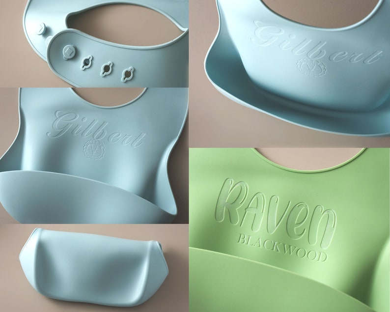 Engraved Silicone Baby Bib Baby Boy First Birthday Gift Personalized Bib for Newborn Toddler Christmas Gift New Mom Gift image 9