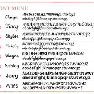 the font and numbers of a handwritten font