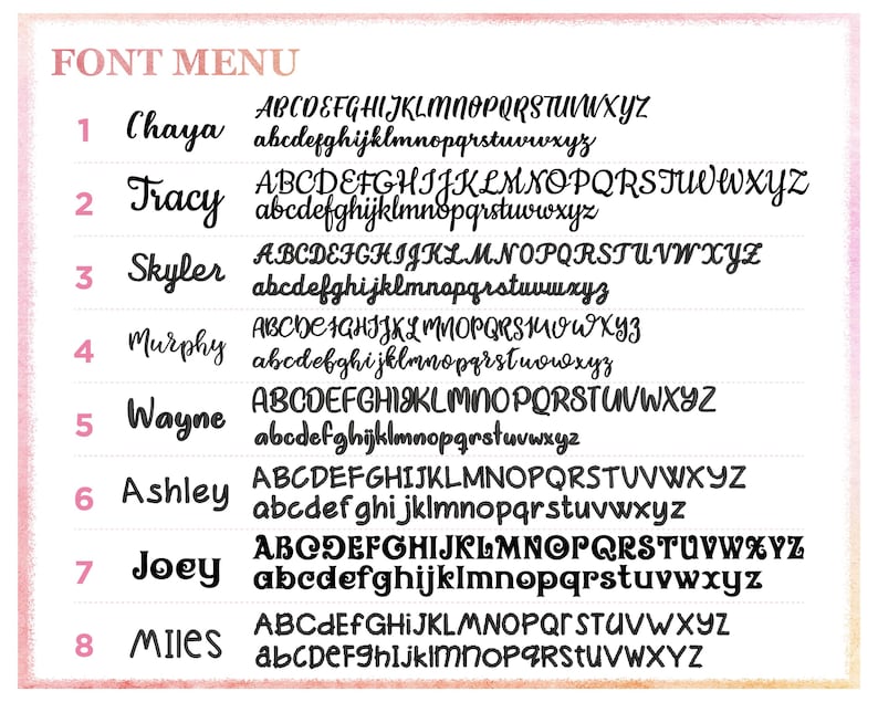 the font and numbers of a handwritten font