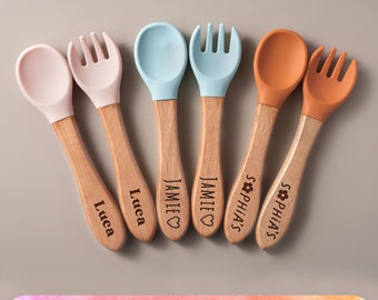 Silicone Baby Spoon and Fork Set | Personalized Baby Cutlery Set | Baby Shower Gifts | Toddler Spoon&Fork | Silicone Utensils | New Mom Gift