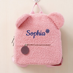 Sac à dos personnalisé pour tout-petit ours en peluche, rentrée des classes, sac brodé pour enfants, sac à dos moelleux personnalisé, cartable pour tout-petit, cadeau de baby shower