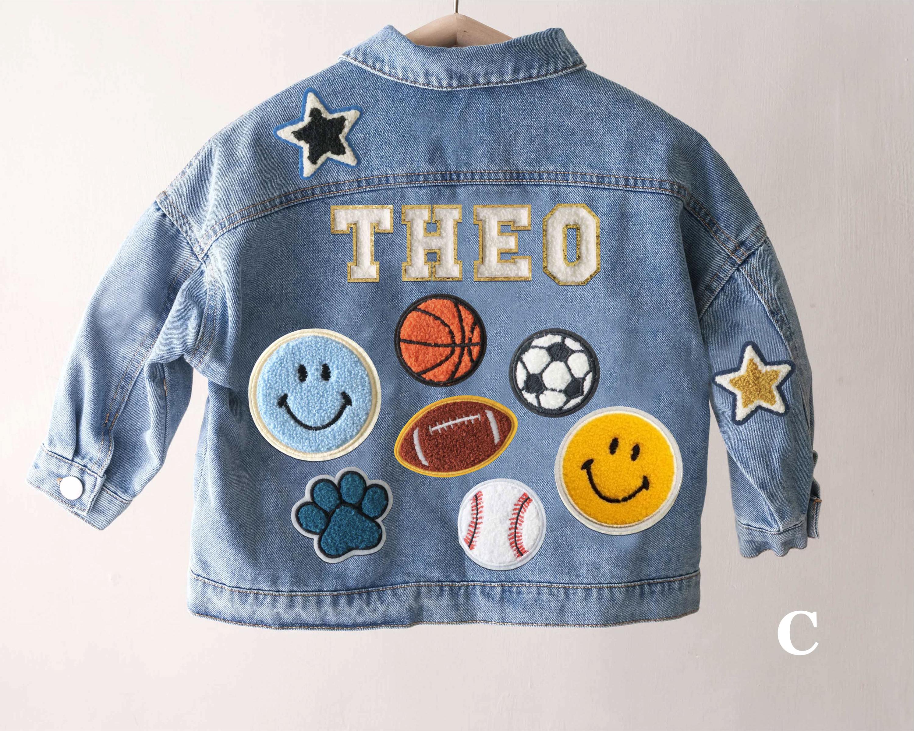 Veste En Jean Personnalisée Enfant Avec Prénom Et Patchs - Taille 90 à 150 Cm (1-12 Ans) - Cadeau Noël, Anniversaire - 4