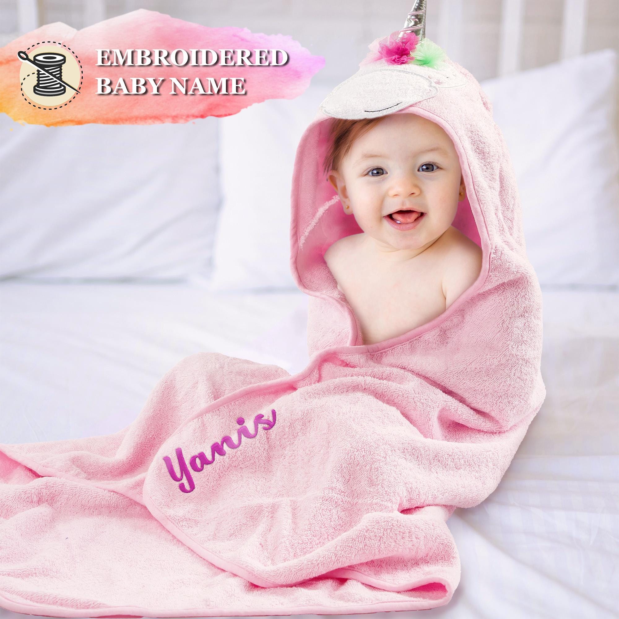 Hooded Baby Towel with Embroidered Name, Baby Gift, Personalized Infant Bath Wrap, Ideal for Baby Showers, Birthdays, and Holiday Gifts