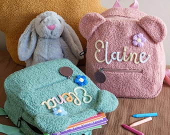 Kids Plush Teddy Bear Backpack, Kids Gift (Personalized Name, Hand Embroidered)