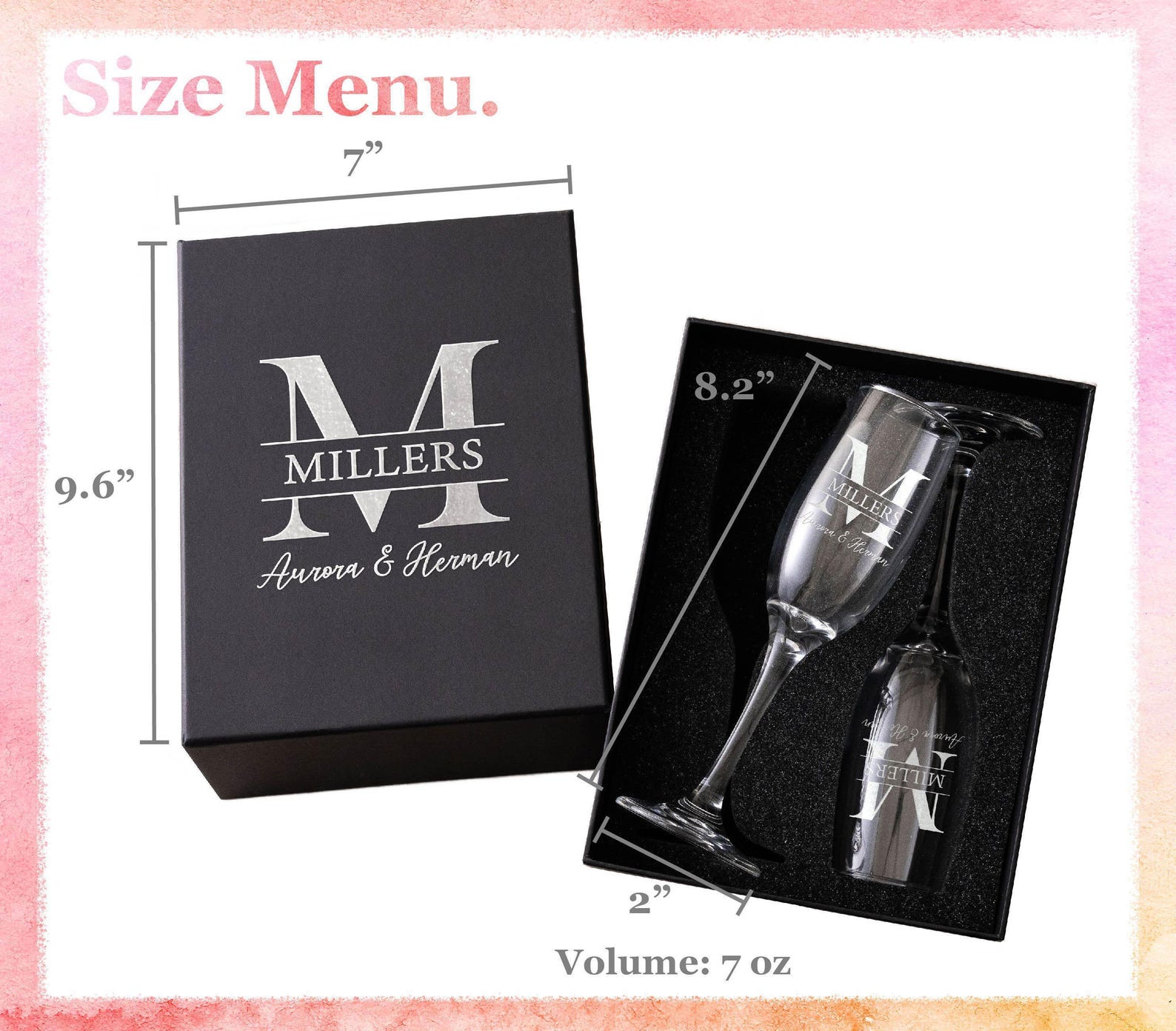 Personalized Champagne Flutes Set of 2, Custom Couple Gift, Bride and Groom Gift Set of 2, Engraved Mr & Mrs Wedding Toasting Flutes - G, 2 Glass (Engraved) +Box (No Engraved)