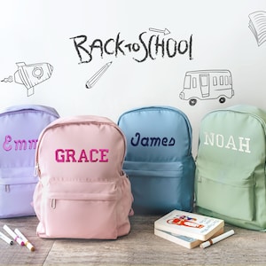 Back To School Personalized Toddler Backpack: Embroidered Pastel Kids Schoolbag With Side Pocket [R] 画像 12