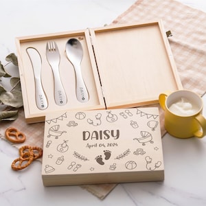 Kids Cutlery Set with Name, Stainless Steel Tableware, Baby Shower Gift, Baby Girl Gift, Toddler Gift, Cutlery Set of 3, Utensils for Kid