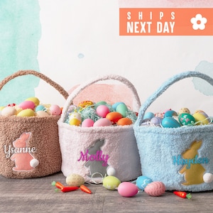 Ostergeschenk, individuell gestickter Osterkorb, personalisierter Kinderkorb, Babykorb für Mädchen und Jungen, Eiersuchekorb, Hasenkorb