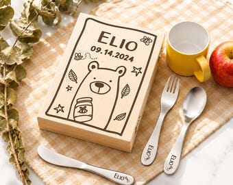Custom Kids Utensils, Silverware Set Birthday Gift, Engraved Stainless Steel Cutlery - Knife/Spoon/Fork