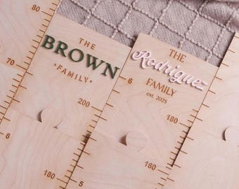 Custom Name Family Growth Chart, Engraved Wood Height Ruler Milestone Tracker [N]