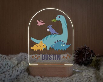 Personalized Dino Night Light | Baby Boy Shower Gifts | Custom Bedroom Night Lamp | Holiday Gifts for Kids | Birthday Gifts for Toddlers