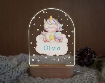 Personalized Unicorn Night Light | Custom Bedroom Night Lamp | Baby Shower Gifts | Holiday Gifts for Kids | Birthday Gifts for Toddlers