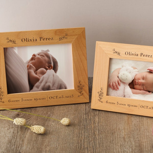 Personalized Baby Photo Frame | Newborn Baby Picture Frame | Birth Announcement Frame | New Parents New Baby Gift | Birth Keepsake