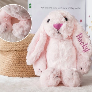 Personalized Plush Bunny Rabbit Newborn Baby Gift Embroidered Easter Bunny Toy Baby Shower Gifts Stuffed Bunny Doll Kids Gift image 9