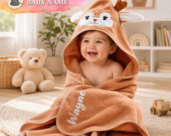 Custom Baby Hooded Towel with Name, Baby Shower Gift, Newborn Gifts, New Mom Gift