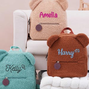 Sac à dos ours en peluche pour tout-petits, Rentrée des classes, Cadeau enfant, Sac à dos brodé, Premier jour d'école, Sac à dos personnalisé pour enfant, Sac peluche moelleux
