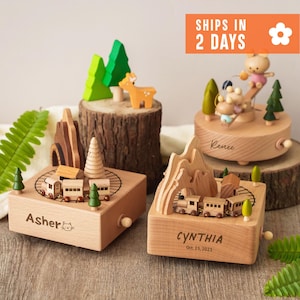 Personalized Wooden Train Music Box, Baby Shower Gift, Baby Christmas Gift, Keepsake Gift for Kids, Newborn Gifts, Engraved Name Music Box