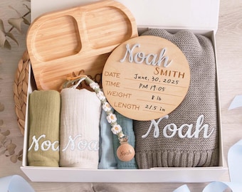 Personalized Baby Gift Box, Newborn Gift Set, Custom Baby Shower Gift, Baby Name Keepsake, Baby Boy or Girl Present, Welcome Baby Gift