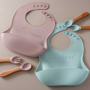 Engraved Silicone Baby Bib Baby Boy First Birthday Gift Personalized Bib for Newborn Toddler Christmas Gift New Mom Gift image 8
