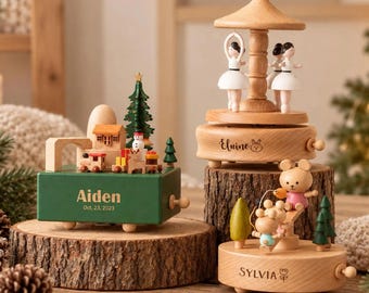 Christmas Gift for Girls: Personalized Wooden Ballerina Music Box