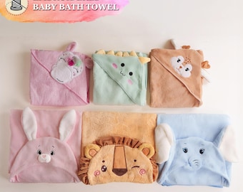 Baby Hooded Towel, New Mom Gift, First Mothers Day Gift, Soft Embroidered Cotton, Personalized Baby Gift, Custom Baby Name [T]