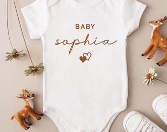 Soft Cotton Bodysuit: Baby Gift, Neutral Baby Outfit, Custom Pet Name Embroidery | Combed Cotton, Newborn Gift | Sizes 3-24 Months