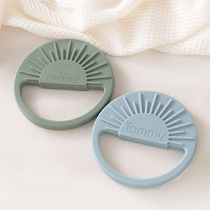Teething Ring with Name, New Mom Gift, New Baby Gift, Silicone Baby Teether, Custom Baby Name Teether, Baby Shower Gift, Newborn Gift [W]