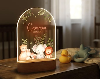 Personalized Animals Night Light, Baby Night Light, New Mom Gift, Gifts for Kids, Custom Bedroom Nursery Night Lamp, Gifts for Children