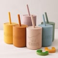 Silicone Baby Cup with Name 7oz, 1st Birthday Gift, Toddler Silicone Cup 200 ml, Custom Non-Spill Baby Training Cup with Straw