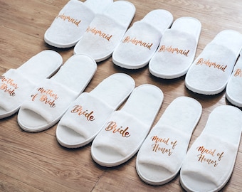 Personalized Bridesmaid Slippers | Bride Slippers | Spa Slippers | Bachelorette Party Gifts | Bridal Party Slippers | Christmas Gift