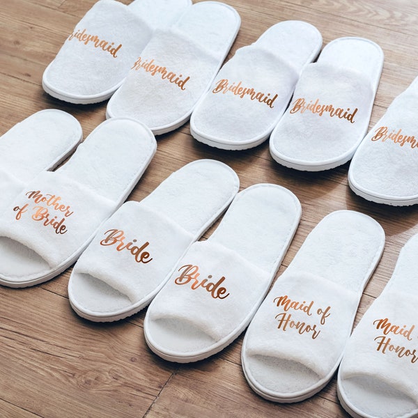 Personalized Bridesmaid Slippers | Bride Slippers | Spa Slippers | Bachelorette Party Gifts | Bridal Party Slippers | Christmas Gift