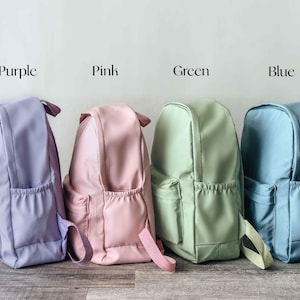 Back To School Personalized Toddler Backpack: Embroidered Pastel Kids Schoolbag With Side Pocket [R] 画像 5
