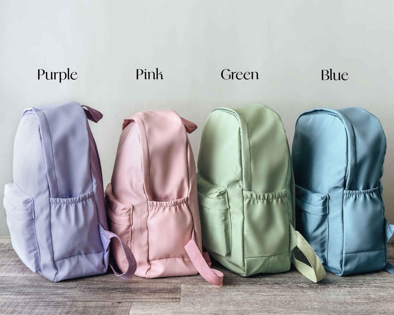 Back To School Personalized Toddler Backpack: Embroidered Pastel Kids Schoolbag With Side Pocket [R] 画像 5