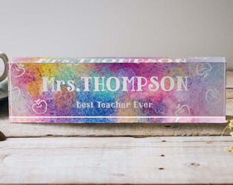 Custom Acrylic Name Plate| Teachers Gifts | Personalized Desk Name Plate | Coworker Gifts | New Job Gift | Office Decor Desk Plaque