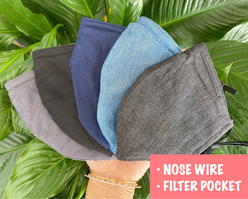 Muslin Cotton Filter Pocket 4 Layers Face Mask Reusable and Etsy