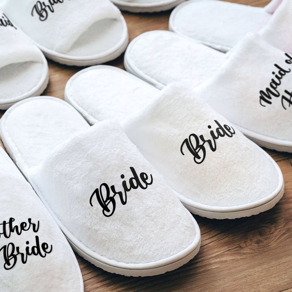 Bride Slippers | Spa Slippers | Personalized Bridesmaid Slippers | Bachelorette Party Slippers | Bridal Party Slippers | Mom Christmas Gift