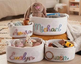 Personalized Baby Basket, New Mom Gift, Easter Baby Gift, Custom Newborn Gift, Baby Shower Gift, First Birthday Gift, Nursery Decor