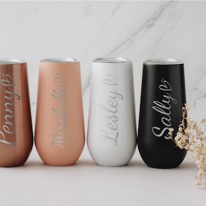 Personalisierte 6 Unzen Brautjungfer Champagnerflöte Becher, Brautjungfer Vorschlag Geschenk, Geschenk für sie, Insulierte Becher Junggesellenabschied Bild 9
