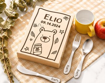 Custom Kids Utensils, Silverware Set Birthday Gift, Engraved Stainless Steel Cutlery - Knife/Spoon/Fork