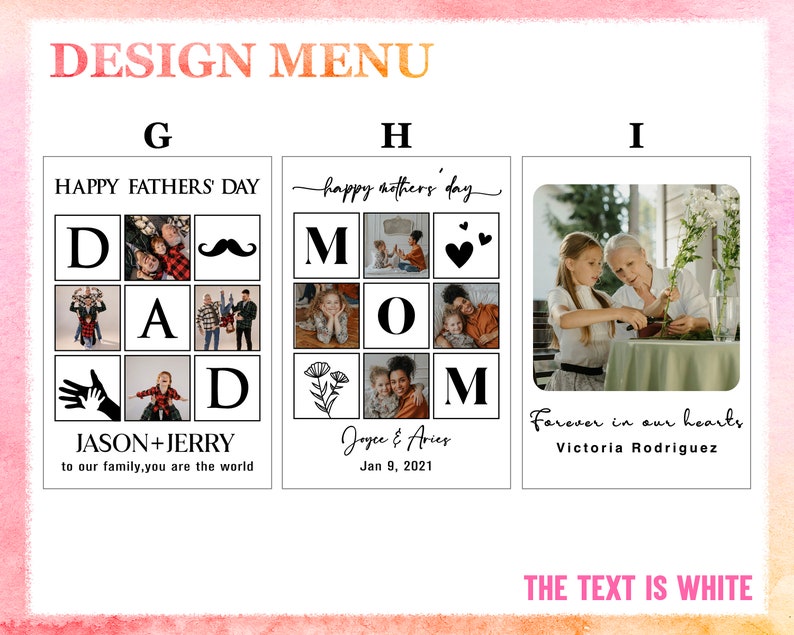a family picture with the text design menu