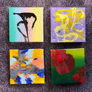 Mini acrylic painting, 4x4, canvas