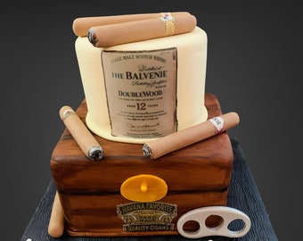 Fondant Cigar Cake Topper, Cigar Cutter, Edible Candy Treat Cigar, Cake Topper, Cigar Theme Cake Topper, Men’s Party Cake Decorations