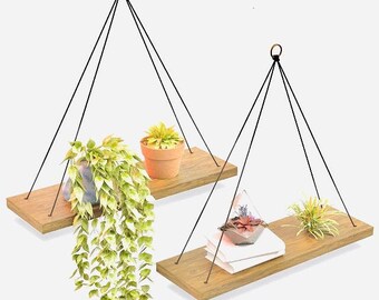 Hanging Shelves, Set of 2,Wall Rope Shelves, Rope Shelf, Hanging Shelf, Hanging Plant Shelf, Swing Shelf, Triangle Swing Shelf FAST SHIPPING